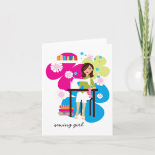 Fille de couture Cartes pour notes personnalisés