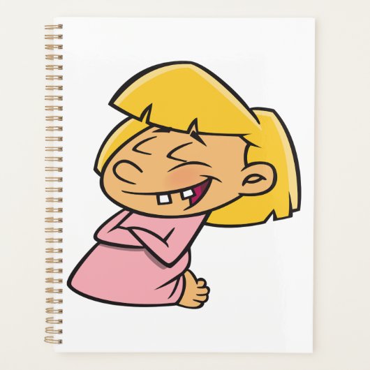 Fille de dessin animé heureuse qui rit (Devant)