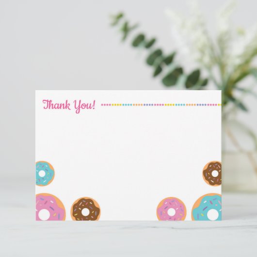 Fille de Donut Party - Carte de note Merci (Debout devant)