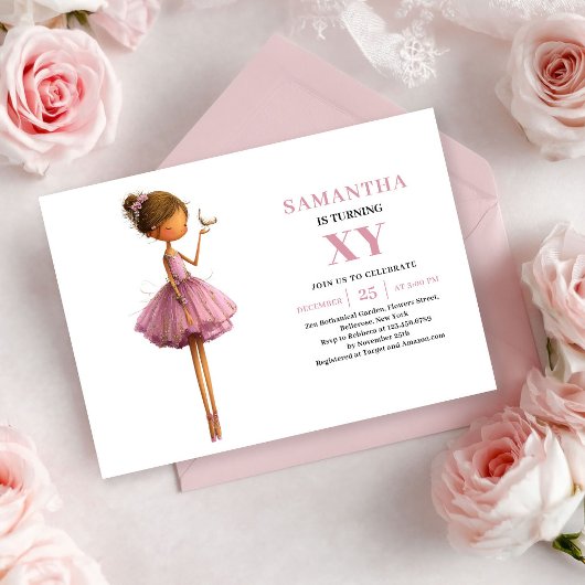 Fille de fée fantaisiste Invitations d'anniversair