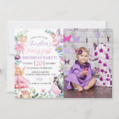 Fille de fée magique 1er anniversaire Invitation (Devant)