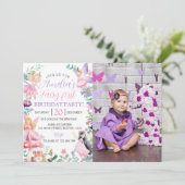 Fille de fée magique 1er anniversaire Invitation (Debout devant)