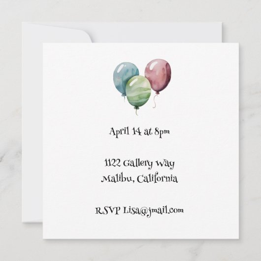 Fille de fête Invitation fête d'anniversaire (Dos)