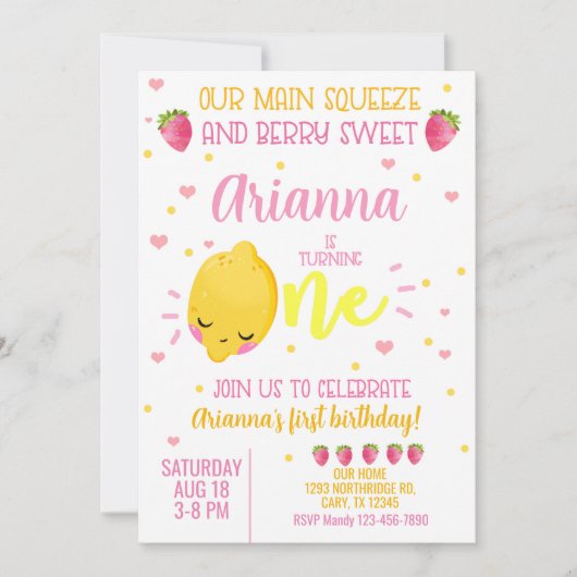 Fille de fraise citron 1er invitation de premier a (Devant)