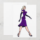 Fille de Glamour Vintage, Invitation de Secrétaire (Devant / Derrière)