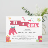 Fille de la fête des éléphants | Invitation Baby s (Debout devant)