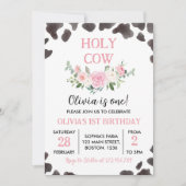 Fille de la Vache Sainte Floral Invitation d'anniv (Devant)