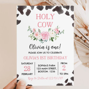 Fille de la Vache Sainte Floral Invitation d'anniv