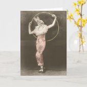 Fille de lapin avec la carte de voeux de cercle de (Fleur jaune)