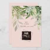 Fille de l'échographie de rose Carte de remercieme (Devant / Derrière)