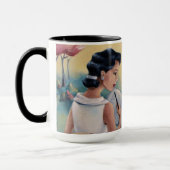 Fille de mots croisé et tasse de café d'oiseau (Gauche)