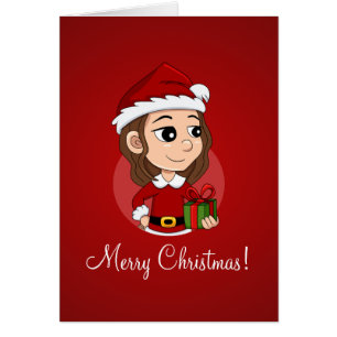 Fille de Noël aux cheveux bruns ondulés