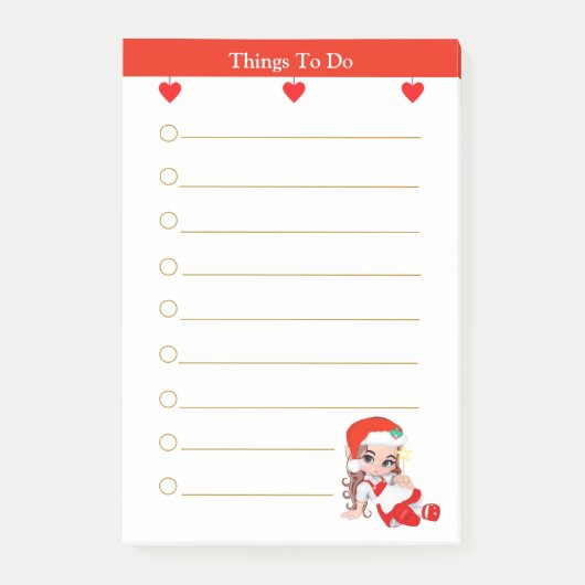 Fille de Noël Carnet Choses À Faire Post-it Notes (Devant)