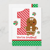 Fille de pain d'épices 1er anniversaire Invitation (Devant / Derrière)