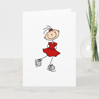 Fille de patineur de glace dans la carte rouge