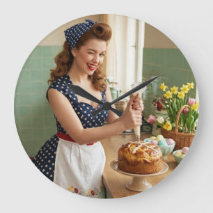 Fille de pin-up de Pâques Horloge murale de cuisin