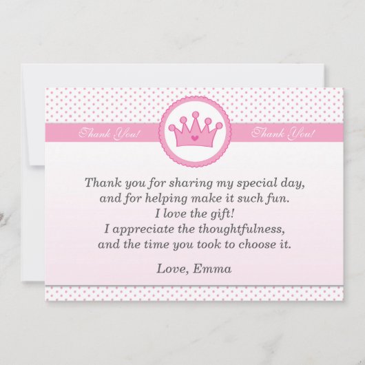 Fille de point de polka de rose de princesse carte (Devant)