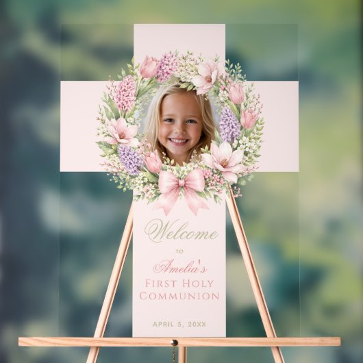 Fille de première communion Photo & Couronne flora (Neutre)