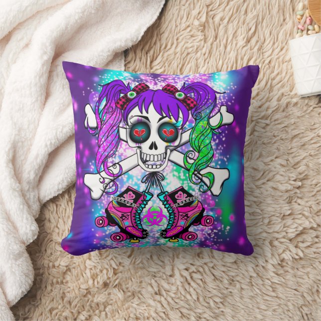 Fille de Roller Punk Rock Ado Oreiller Violet (Couverture)