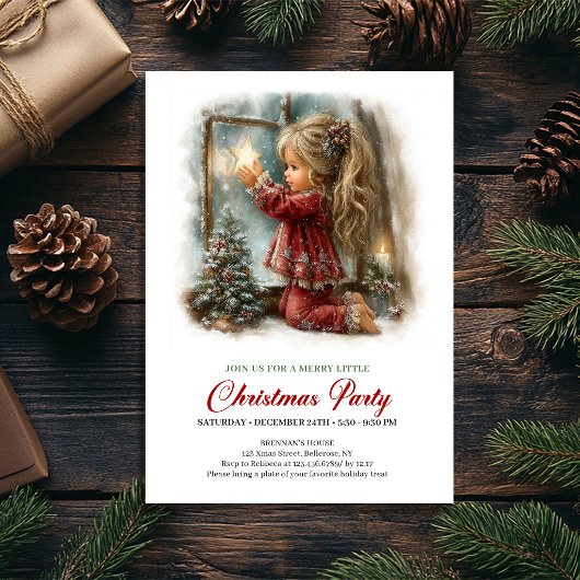 Fille de scène de vacances magique Noël invitation