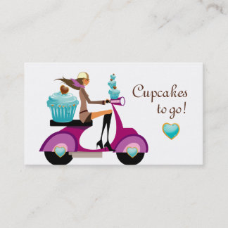 Fille de scooter de carte de visite de boulangerie