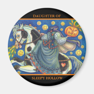 FILLE DE SLEEPY HOLLOLOWEEN HALLOWEEN MAGNET Round
