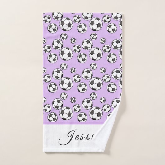 Fille de soccer mignon Motif de balle rose Nom de  (Serviette à main)