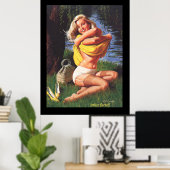 Fille de surf pin-up 2 Affiche vintage (Bureau à domicile)