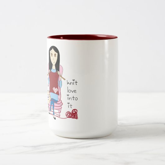 Fille de tricot et tasse de moutons (Centre)