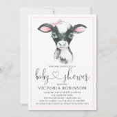 Fille de vache ferme bébé douche Invitations (Devant)