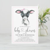Fille de vache ferme bébé douche Invitations (Debout devant)