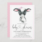 Fille de vache ferme bébé douche Invitations (Devant / Derrière)