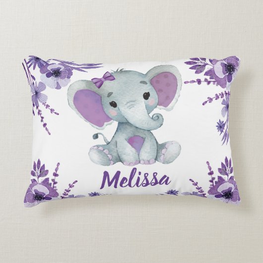 Fille d'éléphant pourpre Nom personnalisé Coussin (Devant)