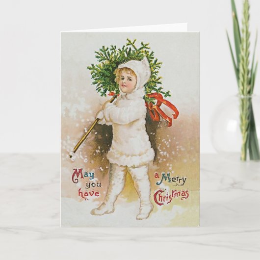 Fille des neiges en blanc Carte de Noël (Devant)