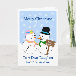 Fille Des Neiges Et Fils En Droit Carte De Noël