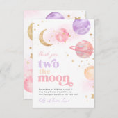 Fille deux la lune Merci Cartes (Devant / Derrière)