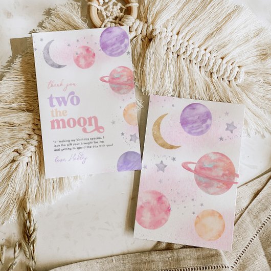 Fille deux la lune Merci Cartes