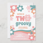 Fille Deux Super Invitation de 2e anniversaire (Devant)
