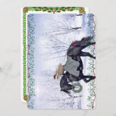 Fille d'hiver à cheval carte de Noël (Devant / Derrière)