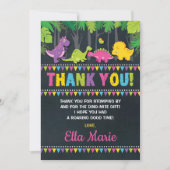 Fille Dinosaur fête d'anniversaire Carte de remerc (Devant)