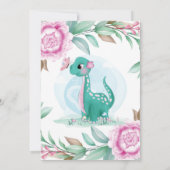Fille Dinosaur Peony Rose Souhaite Pour Invitation (Dos)