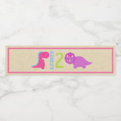 Fille Dinosaure Étiquette de bouteille d'eau Dinos (Étiquettes simples)