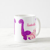 Fille Dinosaure rose Mug de café personnalisé (Devant droit)
