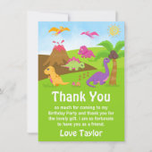 Fille Dinosaures Carte de remerciements de fête d' (Devant)