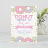 Fille Donut Rose Invitation Anniversaire Gold Spri (Debout devant)
