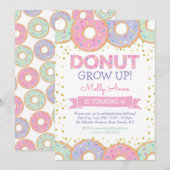 Fille Donut Rose Invitation Anniversaire Gold Spri (Devant / Derrière)