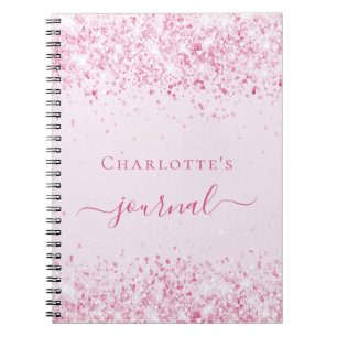 Fille du journal de nom de parties scintillant ros