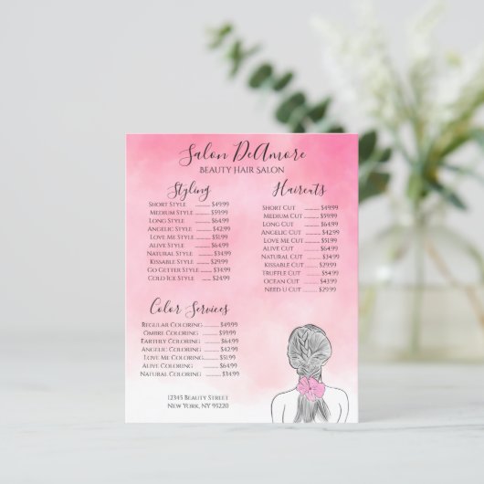 Fille du menu de service avec tresse aquarelle ros (Debout devant)