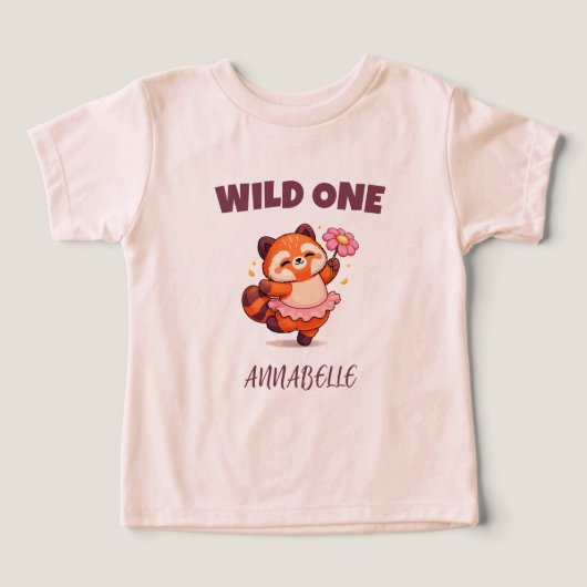 Fille du premier anniversaire Fleur de Panda Rouge (Design Recto)