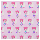 Fille d'une chevelure rose d'Anime de Neko, tissu (Échantillon)